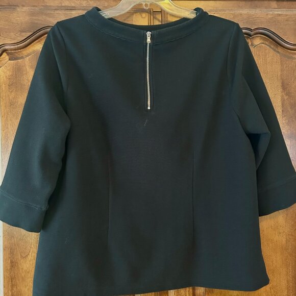 Talbots Top Black Ottoman Knit Funnel Neck Three Quarter Sleeve size 2X Petite - Picture 12 of 16